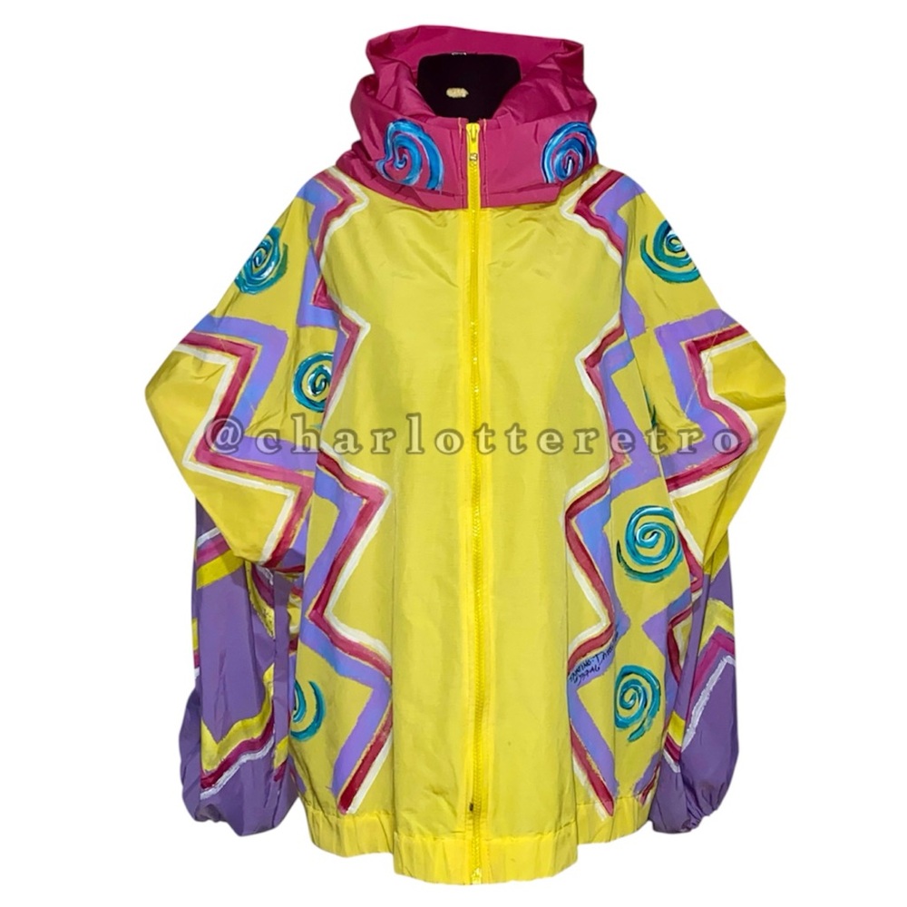 1988 Ann Original Seattle • Handpainted Windbreaker • Drizzle Dazzle • Signed
